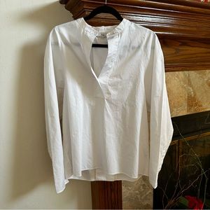Tibi White Cotton Dolman Sleeve Blouse with Buttons in Back